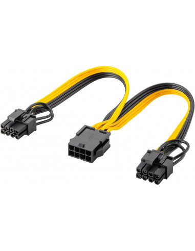 Kabel zasilający 8-pinowy żeński do podwójnego 6+2 męskiego dla PCIe
