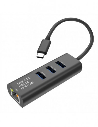 STANDARD Konwerter USB typu C na Gigabit Ethernet + Hub 3x