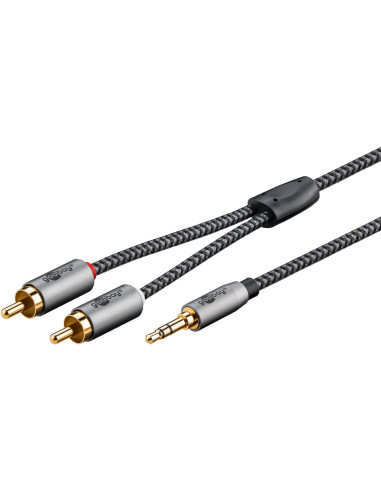 Kabel przejściowy audio AUX, jack 3,5 mm na wtyczkę stereo RCA, 5 m, Sharkskin Grey - Długość kabla 5 m