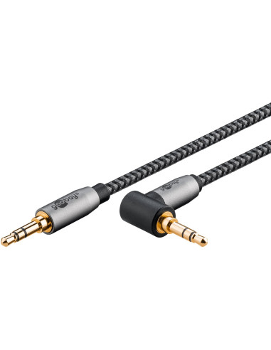Kabel połączeniowy audio AUX, 3,5 mm stereo, 90°, 5 m, Sharkskin Grey - Długość kabla 5 m