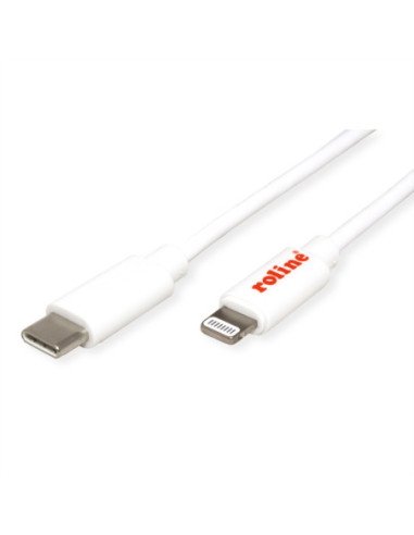 ROLINE Kabel USB typu C do synchronizacji i ładowania urządzeń Apple ze złączem Lightning, biały, 1 m