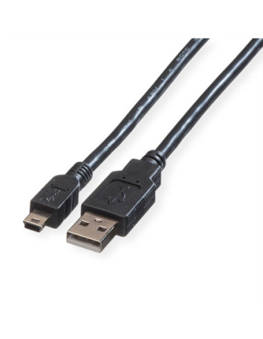 ROLINE Kabel USB 2.0, typ A - 5-pin Mini, czarny, czarny, 0,8 m