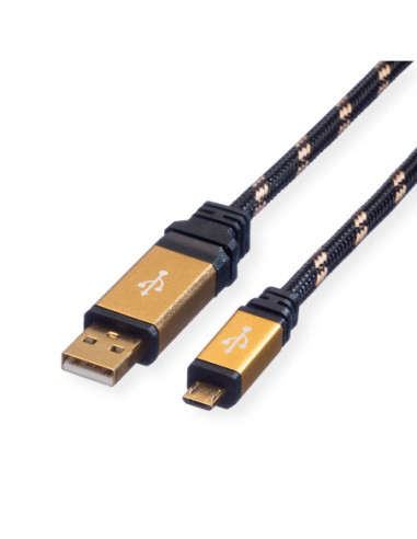 Kabel ROLINE GOLD USB 2.0, USB A męski - Micro USB B męski, 0,8 m
