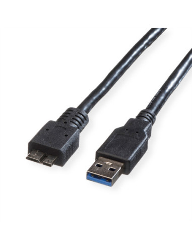 Kabel ROLINE USB 3.2 Gen 1, typ, A M - Micro B M, czarny, 3 m