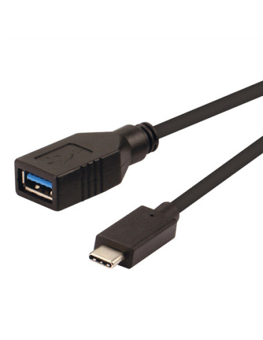 Kabel ROLINE USB 3.2 Gen 1 Type C, C-A, M/F, OTG, czarny, czarny, 0,15 m