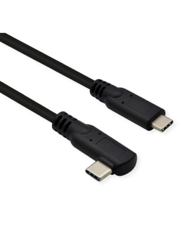 Kabel ROLINE USB 3.2 Gen 2x2, Emark, C-C, M/M, 20Gbit/s, 100W, haaks, zwart, 1 m