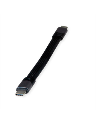 Kabel ROLINE USB4 Gen3x2, Emark, płaski, C-C, męski/żeński, czarny, 15 cm