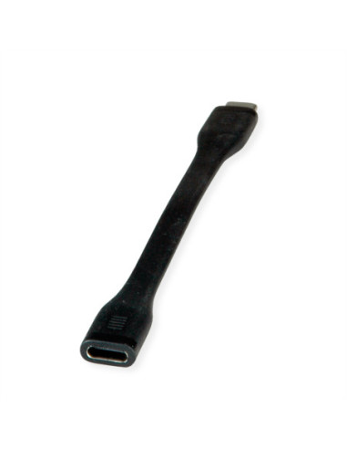 Kabel ROLINE USB4 Gen3x2, Emark, płaski, C-C, męski/żeński, 40 Gbit/s, 100 W, czarny, 11,5 cm