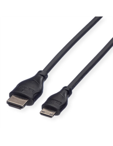 ROLINE Kabel do monitora HDMI High Speed met Ethernet, HDMI męski - Mini HDMI męski, 0,8 m