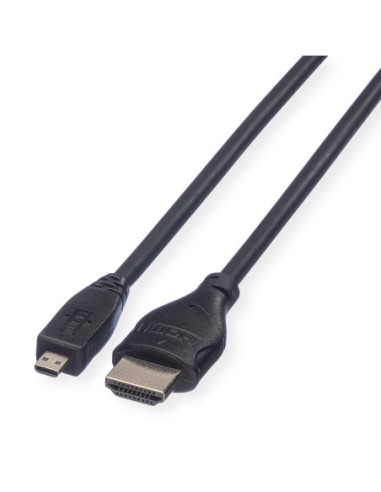 ROLINE Kabel HDMI High Speed z Ethernetem, HDMI M - Micro HDMI M, 2 m