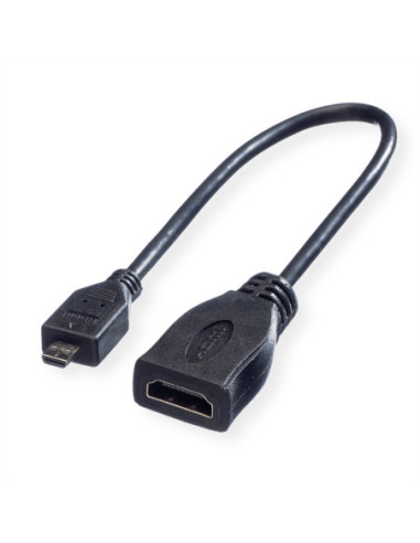 ROLINE Kabel HDMI High Speed z Ethernetem, HDMI F - Micro HDMI M, 0,15 m