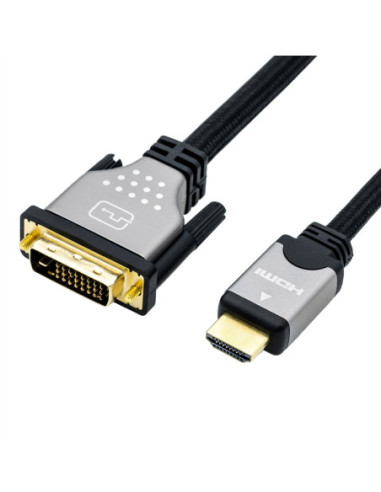 ROLINE Kabel do monitora DVI (24+1) - HDMI, M/M, czarny/srebrny, 1 m
