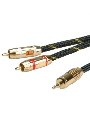 ROLINE GOLD kabel połączeniowy audio 3,5 mm stereo - 2x cinch, M/M, blister detaliczny, 2,5 m