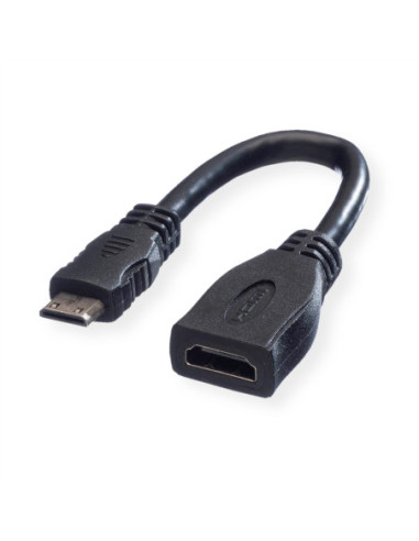 VALUE Kabel do monitora HDMI High Speed met Ethernet, HDMI żeński - Mini HDMI męski, 0,15 m