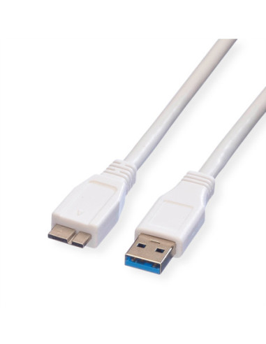 Kabel VALUE USB 3.2 Gen 1, typ A M - Micro A M, biały, 2 m