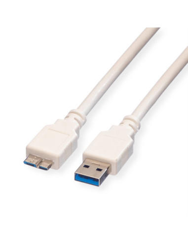 Kabel VALUE USB 3.2 Gen 1, typ, A M - Micro B M, biały, 2 m
