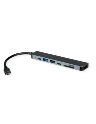 Stacja dokująca ROLINE USB typu C, 4K HDMI, 1x USB2.0 (A), 2x USB3.2 Gen1 (A+C), 1x PD, SD/MicroSD