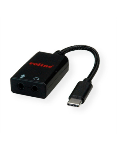 ROLINE Adapter USB typu C - 2x 3,5 mm audio, męski/żeński, 0,13 m