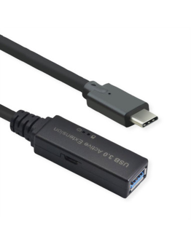 ROLINE Kabel USB 3.2 Gen 1 Active Repeater, typ A - C, czarny, 10 m