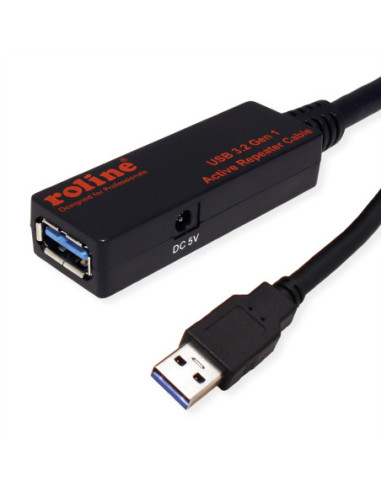 Kabel ROLINE USB 3.2 Gen 1 Active Repeater, czarny, 20 m