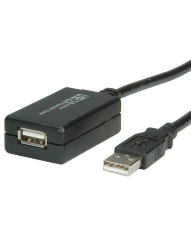 Przedłużacz VALUE USB 2.0 z aktywnym repeaterem, czarny, 12 m