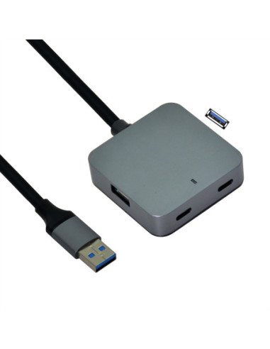 VALUE Hub USB 3.2 Gen 1, 4 porty (2x USB-A + 2x USB-C), z kablem przedłużającym, 5 m