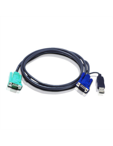 ATEN 2L-5202U KVM-kabel VGA USB, zwart, 1,8 m