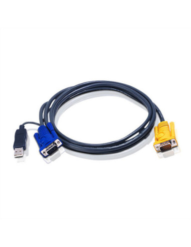 ATEN 2L-5202UP Kabel KVM VGA USB (z wbudowanym konwerterem PS/2 USB), czarny, 1,8 m