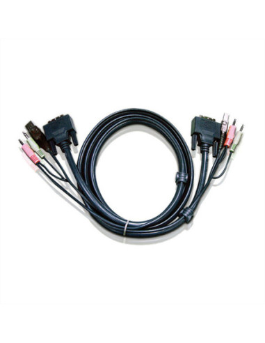 ATEN 2L-7D02UI Kabel KVM DVI-I (pojedyncze łącze), USB, audio, zwart, 1,8 m