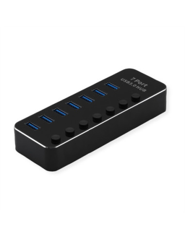 Koncentrator USB 3.2 Gen 1 do notebooków ROLINE, 7 portów z możliwością indywidualnego przełączania