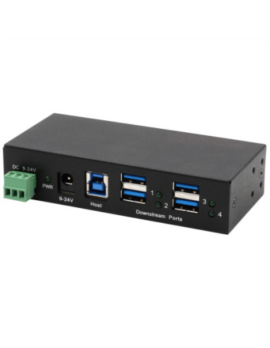 EXSYS EX-11244HMS 4-portowy HUB USB 3.2 Gen 1 z szyną DIN i chipsetem ściennym VIA VL813