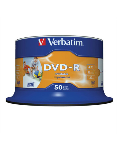 VERBATIM DVD-R, 4,7 GB, 50 sztuk, z nadrukiem, wrzeciono, 16x