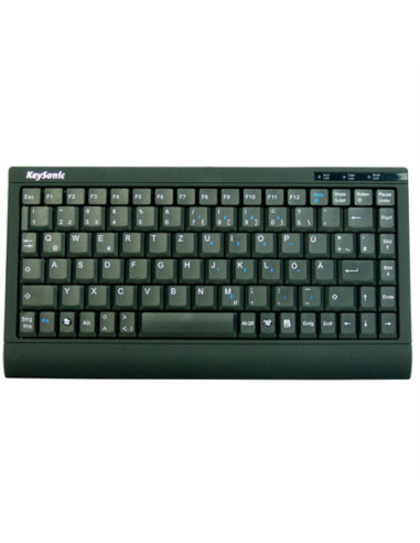 Mini klawiatura KeySonic ACK-595 C+, czarna, układ US, adapter USB + PS/2