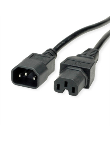VALUE Kabel zasilający IEC320/C14 męski - C15 żeński, czarny, 1 m