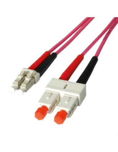 Kabel światłowodowy LEONI duplex 50/125µm OM4, Suhner LC/SC, 1 m