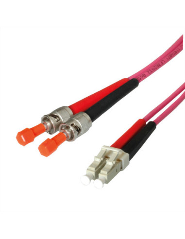 Kabel światłowodowy LEONI duplex 50/125µm OM4, Suhner LC/ST, 1 m