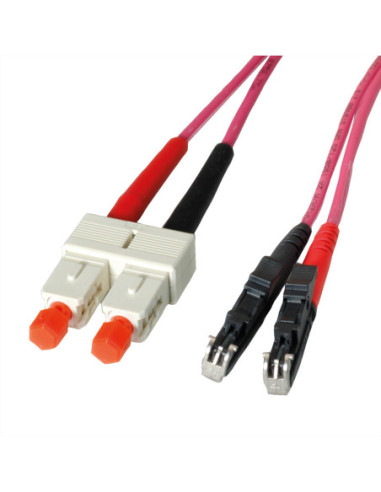 Kabel światłowodowy LEONI duplex 50/125µm OM4, R&M E2000 / Suhner SC, 2 m