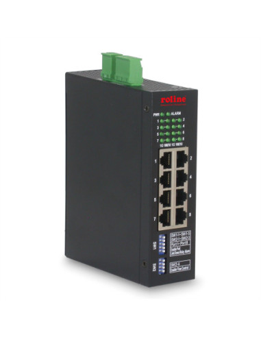 Przemysłowy przełącznik Gigabit Ethernet ROLINE, 8 portów, zarządzany przez Internet