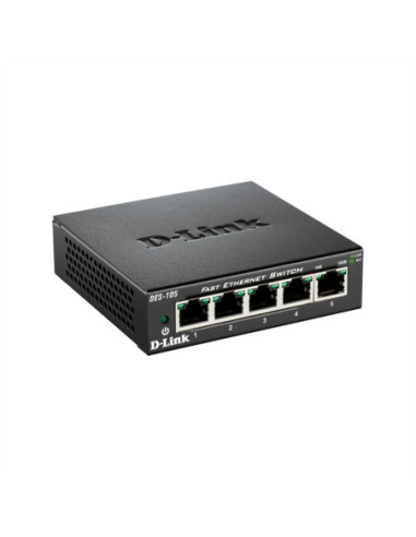 D-Link DES-105 5-portowy niezarządzalny przełącznik Fast Ethernet do komputerów stacjonarnych