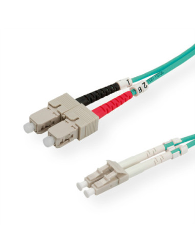 Kabel światłowodowy ROLINE 50/125µm OM3, LC/SC, turkusowy, 0,5 m