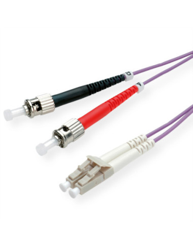 Kabel światłowodowy ROLINE 50/125µm OM4, LC/ST, fioletowy, 0,5 m