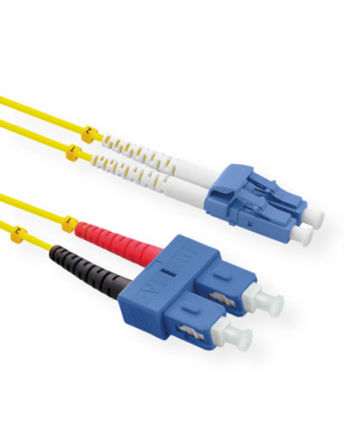Kabel światłowodowy ROLINE duplex, jednomodowy 9/125µm OS2, LC/SC, żółty, 1m