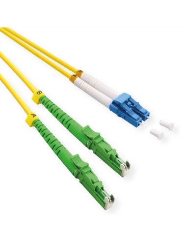 ROLINE kabel światłowodowy duplex 9/125µm OS2, LSH APC / LC UPC, LSOH, żółty, 0,5 m