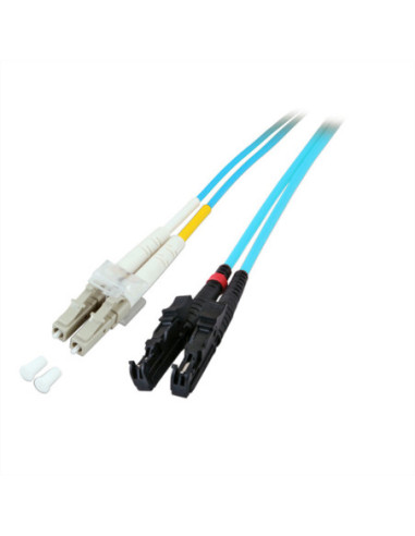 Wysokiej jakości kabel światłowodowy dupl. 50/125µm OM3, E2000/LC, zielony, 7,5 m
