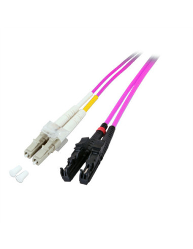 Kabel światłowodowy duplex 50/125µm OM4, E2000/LC, fioletowy, 1 m