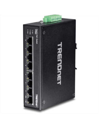 TRENDnet TI-PG80 8-portowy wzmocniony przemysłowy przełącznik Gigabit PoE+ DIN-Rail