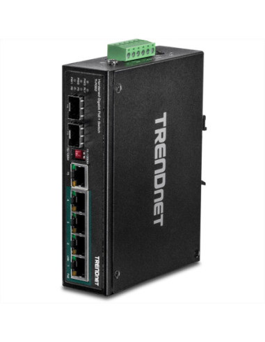TRENDnet TI-PG62 6-portowy przełącznik gigabitowy PoE+ DIN-Rail Industrieel
