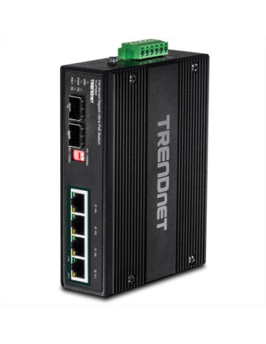TRENDnet TI-UPG62 6-portowy przełącznik gigabitowy Ultra PoE DIN-Rail Industrieel