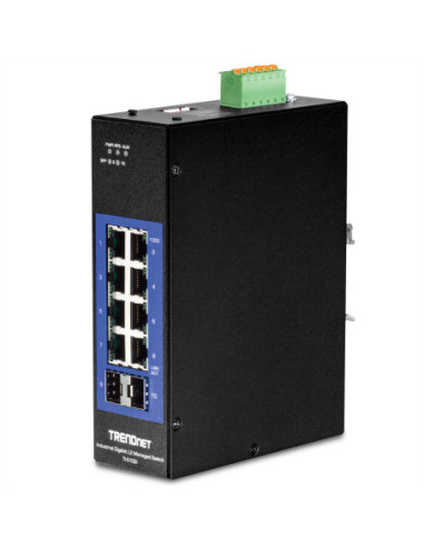 10-portowy przemysłowy przełącznik Gigabit L2 TRENDnet TI-G102i DIN-Rail