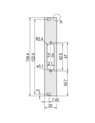 SCHROFF Panel przedni, płaski, nieekranowany, wycięcie D-Sub, 3 HE, 4 HE, 1 x 25 pin, 2,5 mm, Al